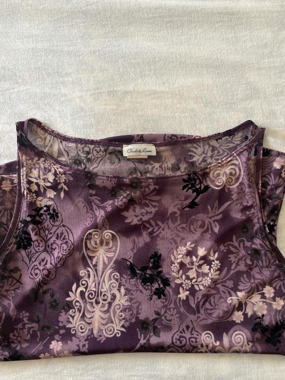 Vintage Charlotte Russe Purple Floral Print Sleeveless Tank - Picture 3 of 4